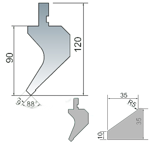 right angle upper punch (88°)-1d