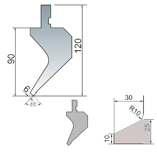 right angle upper punch (88°)-2d