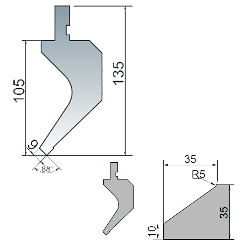 right angle upper punch (88°)-3d
