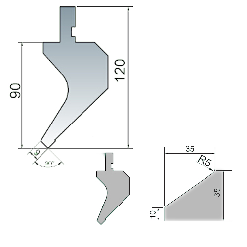 right angle upper punch (90°)-1d
