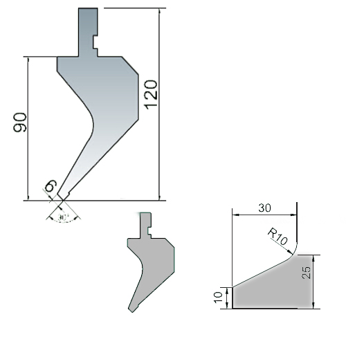 right angle upper punch (90°)-2d
