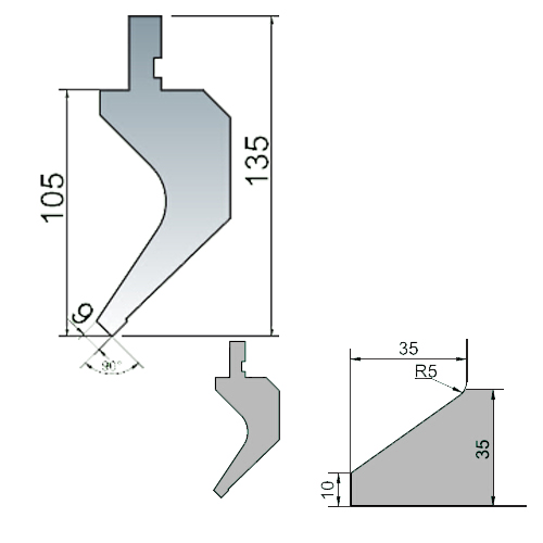 right angle upper punch (90°)-3d